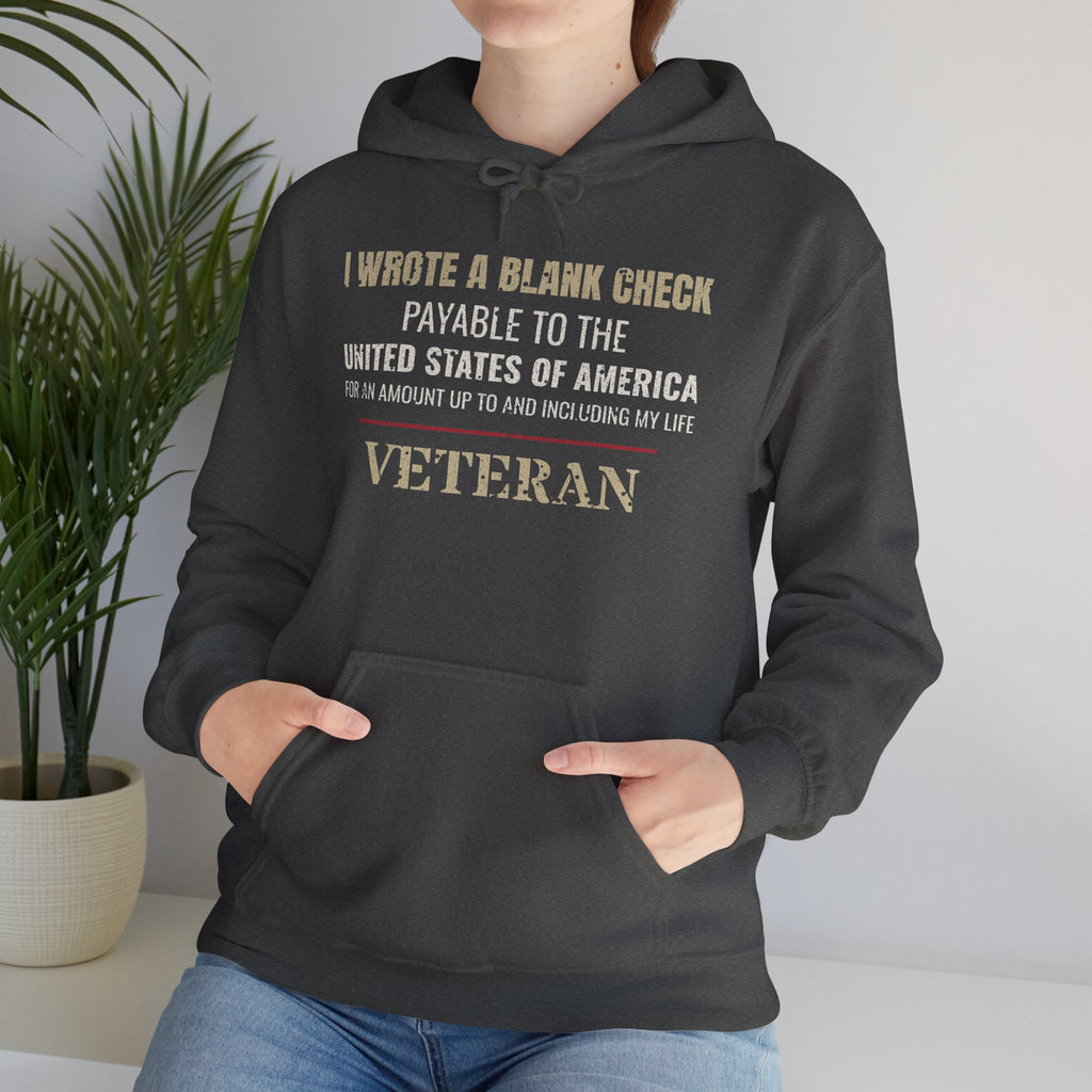 I Wrote a Blank Check Veteran Hoodie
